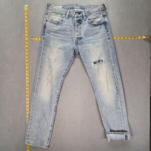 Levis‎ 501 Jeans Mens Selvedge Light Wash Blue Tapered Thrashed Fits 30x30